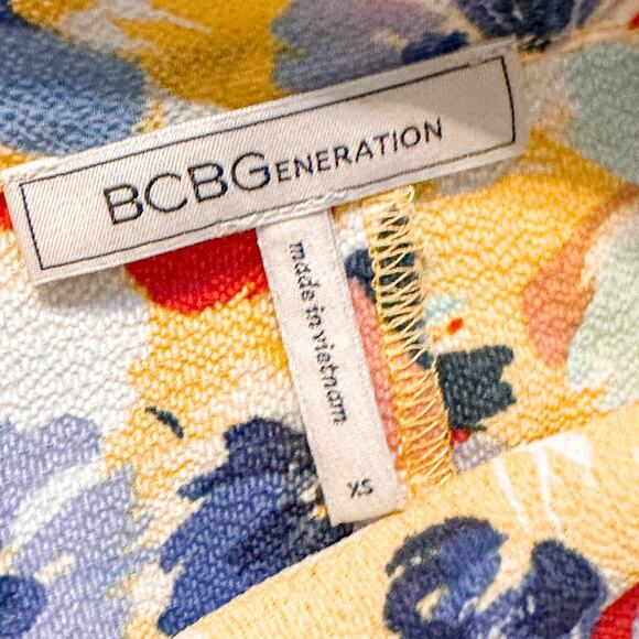 BCBGeneration Yellow Red Blue Floral Ruffle Sarong Wrap Midi Skirt, EUC, Size XS - Picture 10 of 12